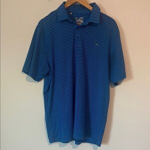 UNDER ARMOUR Blue Striped Loose Fit Heat Gear Golf Polo